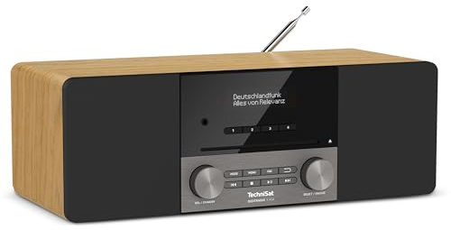 TechniSat DIGITRADIO 3 ASA - Stereo DAB+ - Impianto compatto con allarme automatico di sicurezza (FM, lettore CD con resume, Bluetooth, USB, AUX-In, jack per cuffie, display OLED, radiosveglia, 20 W