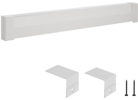 VEVOR Baseboard Heater Covers, Basic Series 5 ft Standard Electric Heating Unit Front Cover for Home Improvement, Heavy-duty Steel, Easy Installation for Bedroom Replacing Old Cover, White