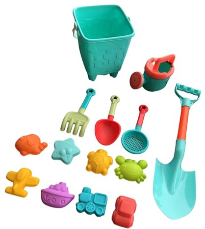 Oxtxuzdm Giocattolo di sabbia per bambini 14/16 per cento con castelli BAU con secchio da spiaggia irrigazione lattina rastrello e animali marini per bambini, set di giocattoli di sabbia