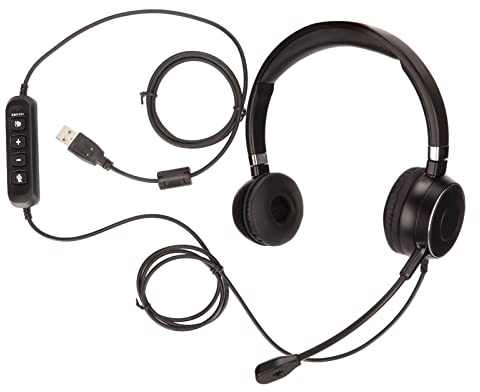 Spryflower telefonheadset med USB-kontakt, affärs-headset för callcenter, multifunktionellt headset med volymjustering och mikrofon, bekväma binaurala hörlurar