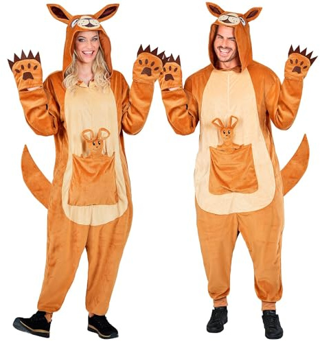 W WIDMANN MILANO Party Fashion - Tier Overall für Erwachsene, weicher Plüsch Jumpsuit mit Kapuze, Tierkostüm für Karneval