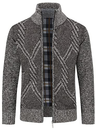 Sliktaa Gilet Cardigan Hommes Slim Fit Casual Veste Grosse Maille Col Droit 5 Couleurs Unie Confortable