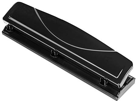 Amazon Basics 3 Hole Punch, 10 Sheet Capacity, Black, Easy-Clean Tray