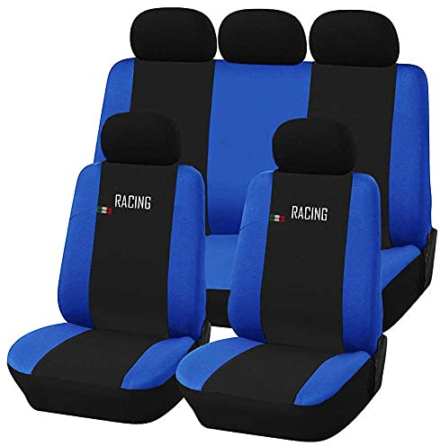 Lupex Shop Set Fundas universales para Asiento de Coche compatibles con aibarg Made in Italy, Set Cubreasientos universales (Blue Royal)