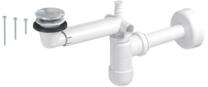 PREVEX Preloc Universal-Platzspar-Siphon für Badwaschbecken mit verchromtem Pop-Up | aus recyceltem Kunststoff