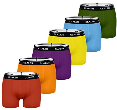 CLALER Calzoncillos Tipo bóxer para Hombre, Paquete de 6 Unidades, de algodón, Estilo Retro, cómodos y Transpirables, adecuados para el Deporte Diario al Aire Libre