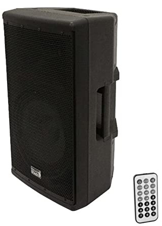 Italian Stage IS X215AUB - Diffusore audio cassa attiva da 15 e da 800w di picco con modulo Bluetooth e multiplayer + telecomando, Nero