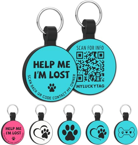 MYLUCKYTAG Rostfritt stål QR-kod husdjur ID-taggar hundbrickor - husdjur onlineprofil - Skanna QR-mottagning omedelbar husdjursplats varning e-post