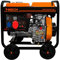 5kVA Diesel Stromerzeuger Offen Generator Stromaggregat Notstromaggregat 10PS 230 / 400V 6.3kW Dreiphasig E-Start WS GS Ausgang Pulverbeschichtet 12,5L Kraftstoff Kap. 77dB 4 Räder Werkzeug & Trichter