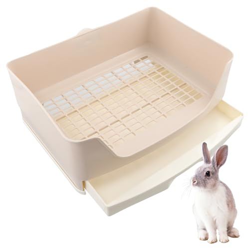 volumoon Bac à Litière en Cage de Lapin, Grand Bacs à litière pour Chat, Bac à Litière avec Tiroir Amovible, Apprendre à Utiliser la Toilette, Bac Plus Grand pour Lapin, Cochons d'Inde, Furets