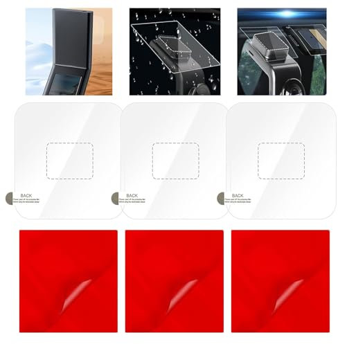 FunWorth Dash Cam Sticky Pad Kit, 6pcs Electrostatic Film & VHB Adhesive Pads - Static Cling Windshield Mount for Car Dashcams, Bubble-Free, Residue-Free Protection (Square-6Pcs)