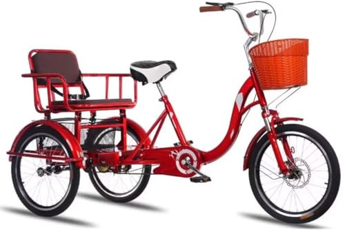 Triciclo risciò per adulti,triciclo per disabili con pedali,bicicletta a 3 ruote,forcella anteriore idraulica,sedile posteriore con cintura e molle ammortizzatrici,triciclo tandem,bicicletta cruiser