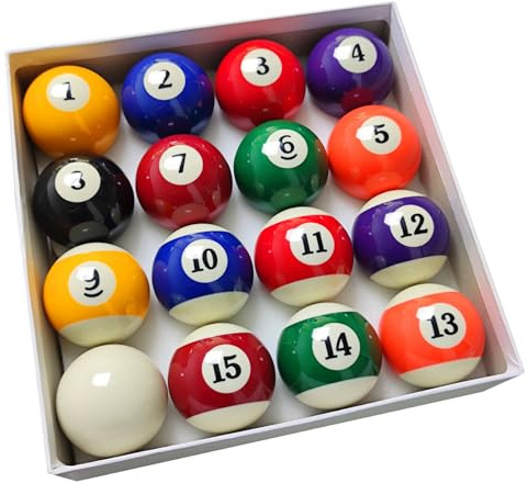 MoyanSuper 2-1/4 Pool Balls Billiard Set - 16 Resin Balls, Regulation Size & Weight, Complete Pool Table Balls Set for Replacement, Pool Table Accessories & Billiards Pool Accessories