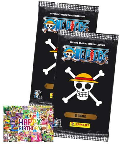 Bundle mit Panini One Piece Karten - Anniversary Sammelkarten (2025) - 2 Booster + Exklusive Geburtstagskarte