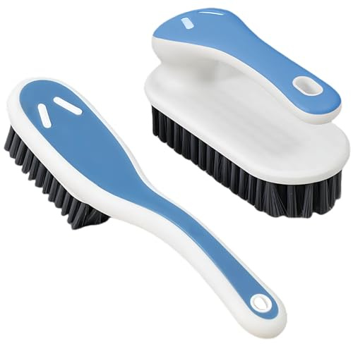Soft Bristle Scrub Cleaning Brush Stain Remover Brushes Fabric Cleaning Brush Laundry Brush Small Scrub Brush Cleaner Household Cleaning Brushes for Carpet, Clothes, Bathroom,Sneaker-2 Pack (Blue)