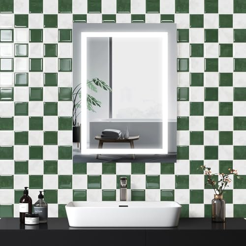 Fantasnight Stick on Wall Tiles Marble Effect Green 26.5 * 26.5cm 10pcs | Waterproof Sticky Vinyl Splashback 3D Kitchen Self Adhesive Tile Stickers for Bathroom