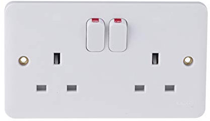 Schneider Electric Lisse 13A 2-Gang SP Switched Plug Socket, White