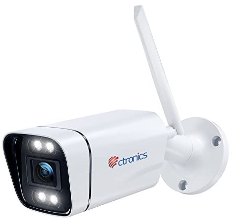 Ctronics Telecamera di sorveglianza 4G/3G LTE, Fotocamera 4G Esterna 1080P IP Camera SIM 30M Visione Notturna Colore Rilevamento Umano Audio Bidirezionale Allarme Luce SIM Card Inclusa Metallo IP66