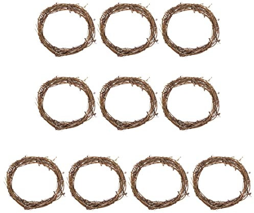 PRETYZOOM Grapevine Rings 10pcs Small Grapevine Wreaths Mini Rattan Wreaths Vine Branch Door Wreath Hoop Ring for DIY Christmas Wedding Holiday Party Decorations 10cm Creation Wraeth Rings