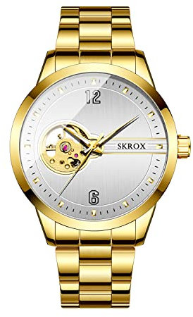 FORSINING Mechanische Tourbillon-Armbanduhr für Herren, automatische Armbanduhr mit Edelstahl-Armband, 3-Silber und Gold, Mechanisch