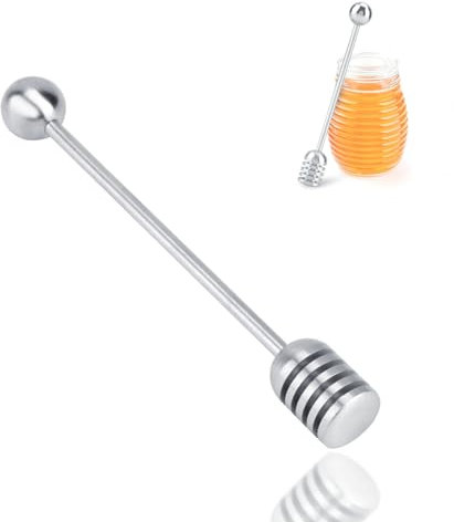 Bastoncino per Miele e sciroppo, cucchiaino da Miele per Server Bacchetta in Acciaio Inossidabile 304 per contenitori per barattoli di Miele da 6,3 Pollici