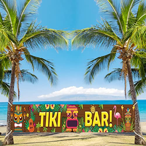 TOPJOWGA Hawaii Party Deko Banner, 270 x 35 cm, Grün, Hintergrund Banner für Hawaii Party Dekoration, Tiki Bar Fans
