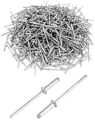 QWORK Aluminum Blind Rivets, 500 Pcs 1/8 x 1/2 ((3.2x12mm) Rivets Assortment, Blind Rivet, Silver
