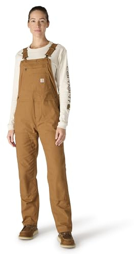 Carhartt Rugged Flex® Damen-Latzhose aus Segeltuch, lockere Passform, Braun Brown, Small