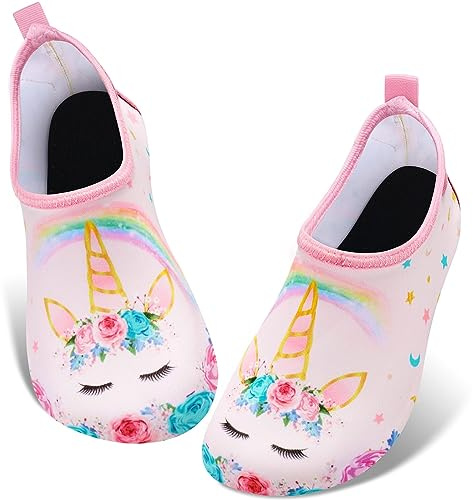 Kids Water Shoes Girls Aqua Shoes for Beach & Pool Quick Dry Swim Shoes Lightweight Slip On Barefoot Shoes Non Slip Toddler Boy Water Sandals