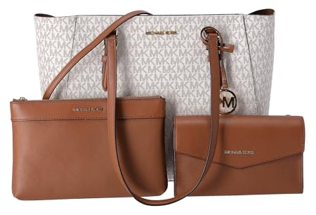 Michael Kors Charlotte Large 3-in-1 Tote Crossbody Handbag Leather, Vanilla, Large