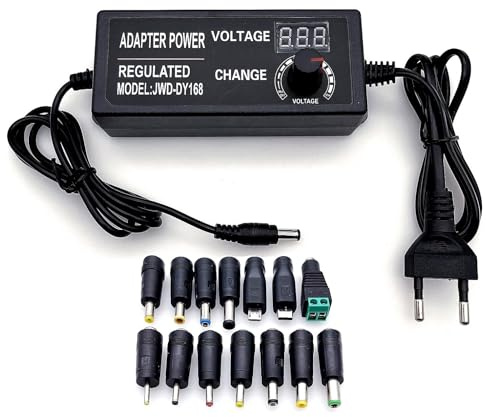 JZK Alimentatore DC 3-12V 5A con display digitale, 60W 100-240V AC a DC 3-12V Adattatore universale convertitore