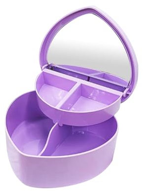Yuemsh Scatola Porta Trucchi A Cassetto, Scatole Portagioie A Forma di Cuore in Plastica Viola, Porta Gioielli