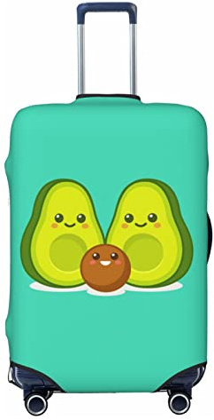 Hochelastische Spandex-Kofferabdeckung, Gepäckabdeckung, Schutz, Größe XL, passend für 73,5 bis 81,3 cm, niedliche Avocado-Drucke, weiß, L