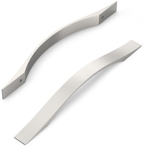 FURNIWARE 10 maniglie per armadi, maniglie per mobili, in nichel satinato spazzolato, distanza tra i fori, 160 mm, per mobili da cucina, armadi, cassetti