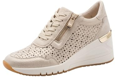 MARCO TOZZI Baskets Femme Semelle intérieure Amovible Feel Me Douce Cuir Doublure Douce Tendance, métallique (Platinum), 38 EU