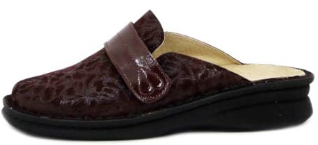 STILEDIVITA 8714 Chaussons pour femme, ligne sanitaire en cuir bordeaux avec sangle, semelle amovible, semelle compensée basse, plante large,, bordeaux, 36 EU