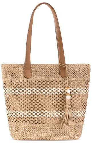 CorkAllin Straw Beach Tote Bag Women - 2026 Handwoven Straw Handbag with Zipper, Summer Purse Perfect for Vacation Travel Pool