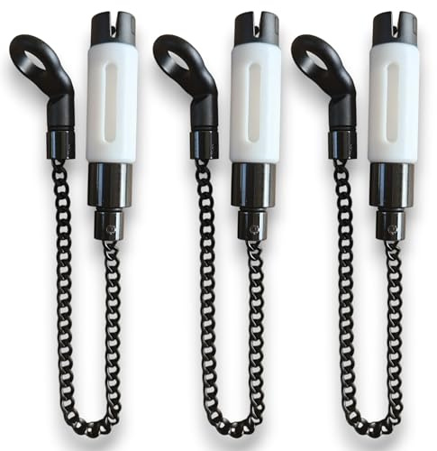 TJR Tackle 3 x Mag Pro White Bite Indicators Bobbins with Magnetic Line Clip, Short 14cm Chain, For Fishing Bite Alarms