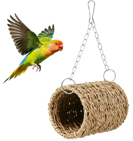 HAICN Small Animal Seagrass Tunnel Hamster Grass Tunnel Toy Hanging Bed House Guinea Pig Tunnels and Tubes Toys for Pet Rat Hamster Pet Bird