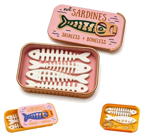 Mini Sardine Can Jewelry Storage Box, Portable Sardine Jewelry Holder Fish Box, Cute Sardine Decor Travel Jewelry Organizer for Rings Earrings，G