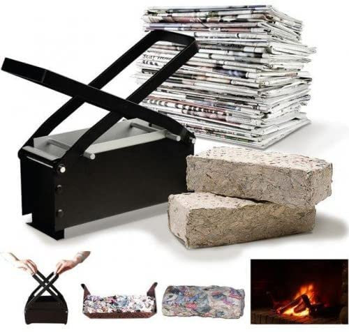 eBuzz Briquetas de registro de papel – Prensa recicladora de ladrillos de periódico – Compresor de combustible sin cartón – Bloque ecológico para incendios – Acero resistente