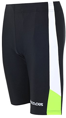 Airtracks Pantaloni funzionali da corsa da uomo, corti, da corsa, da corsa, da corsa, da corsa, da jogging, a compressione, traspiranti, ad asciugatura rapida, catarifrangenti, Nero/Neon., L