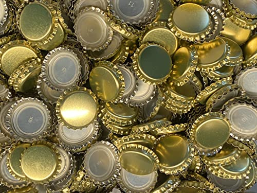 AE-GLAS - 125 tappi a corona oro non perforati per bottiglie di birra e per la chiusura di qualsiasi bottiglia standard da 26 mm., 125 pezzi