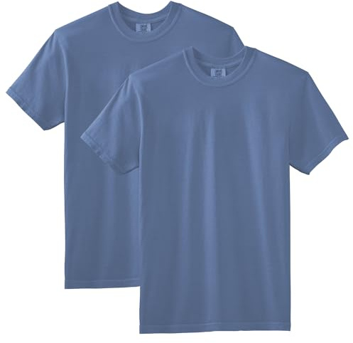 Comfort Colors Adult Short Sleeve Tee, Style G1717, Washed Denim (2-pack), Large