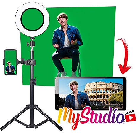 MyStudio Green Screen Studio Kit, Tripod, 2 x 3 m Green Screen, Video Light, Microphone