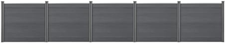 Clôtures de Jardin Brise-Vue avec 6 Poteaux Planches Bois Composite WPC 165x770cm Gris