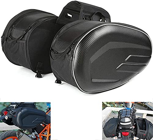 MIHUNTER Bolsas laterales para motocicleta, 36 L-58 L, impermeables, de gran volumen, para asiento trasero, multiusos, ampliables, bolsas de equipaje para moto