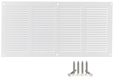 400x200mm Griglie D'Aerazione/Ventilazione in Metallo - Bianca Griglia D'aria con Rete Anti Insetti
