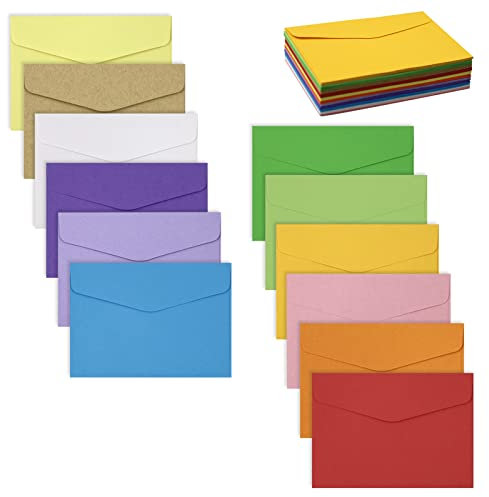 SZXMDKH 60 Bunte Briefumschläge Mini Umschläge für Grußkarten, Einladungskarten, Geburtstagskarten 117 x 81 mm (4.6 x 3.2 Zoll), Mehrere Farben, xfcs001