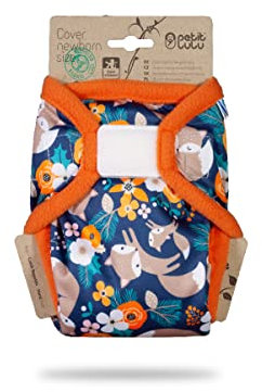 Petit Lulu Größe 1 PUL Überhose (2-6 kg) | Klett | Newborn Windelüberhose | Baby Windelhose | Waschbar & Wasserdicht | Stoffwindeln für Neugeborene | Hergestellt in EU (Fox Family)